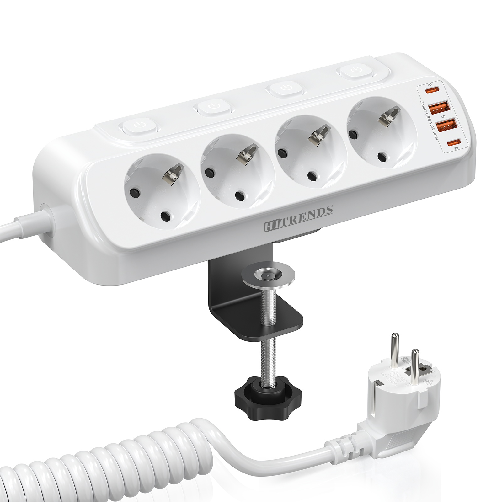 Power Strip Desk - Wielofunkcyjna listwa narożna 8-w-1, 4 gniazda