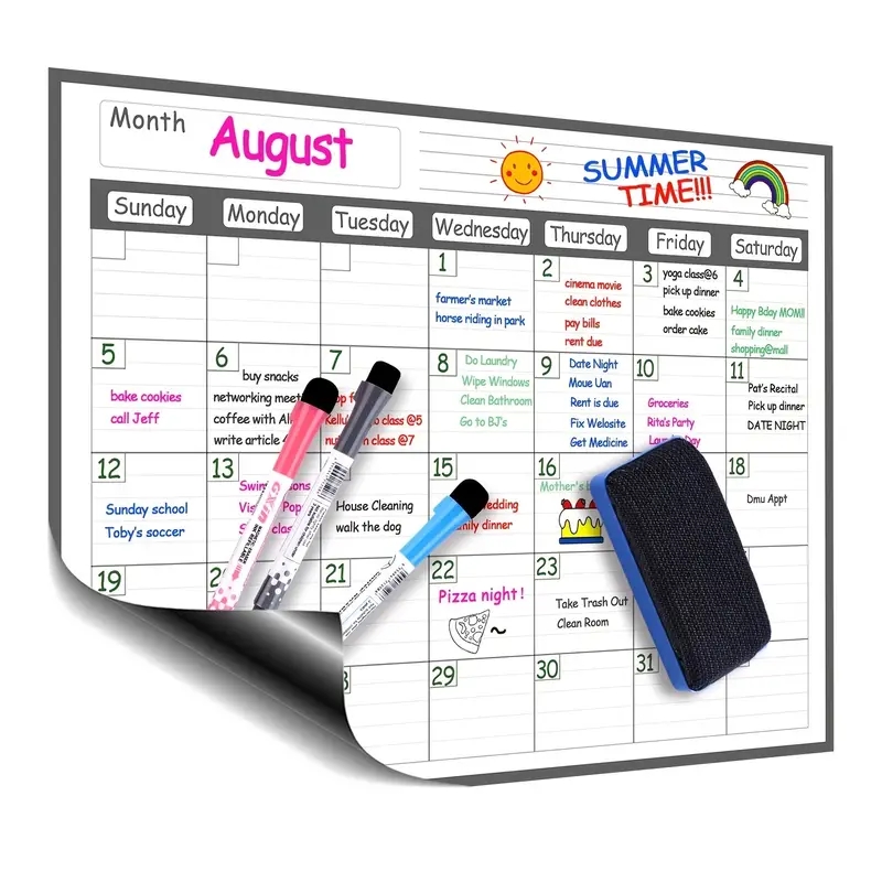 Magnetic Calendar Board - 1 zestaw lodówka magnetyczna kalendarz suchościeralny