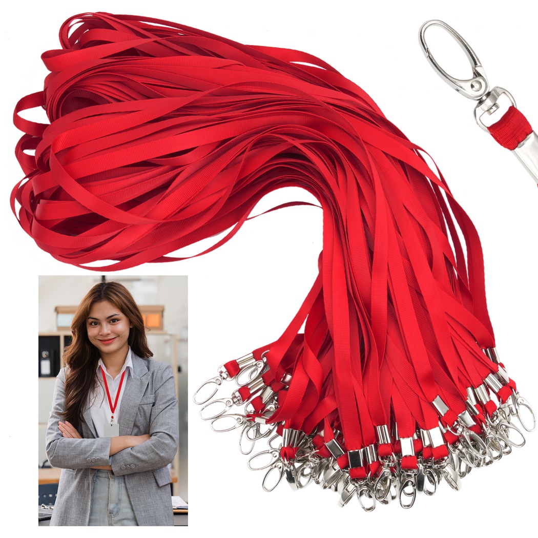 Home Office Login - 100Pcs Smycze do identyfikatorów Bulk Red