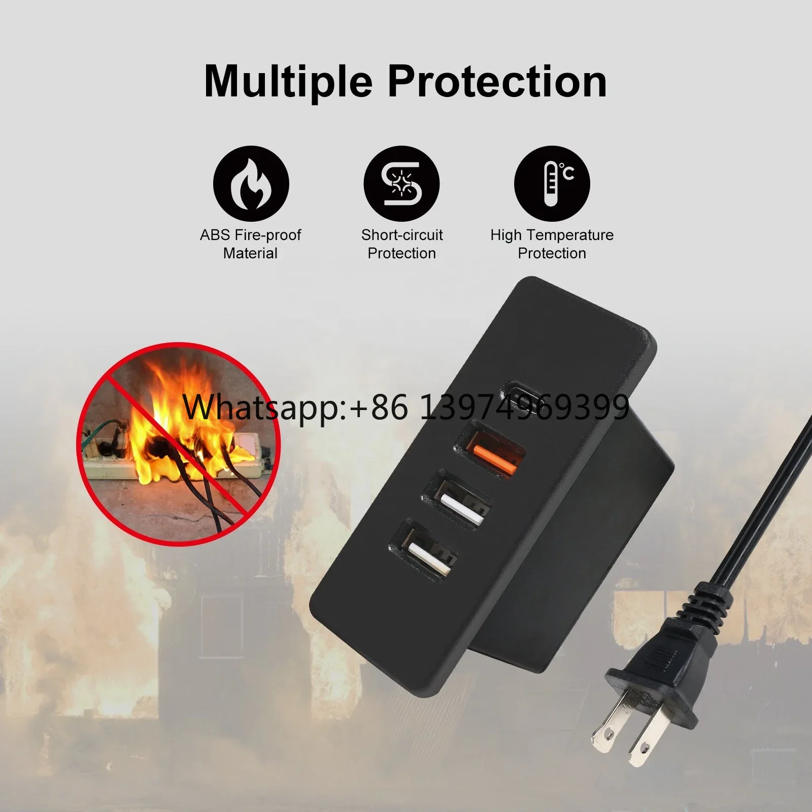 Power Strip Desk - Zasilane gniazdo USB-C, wpuszczana listwa zasilająca