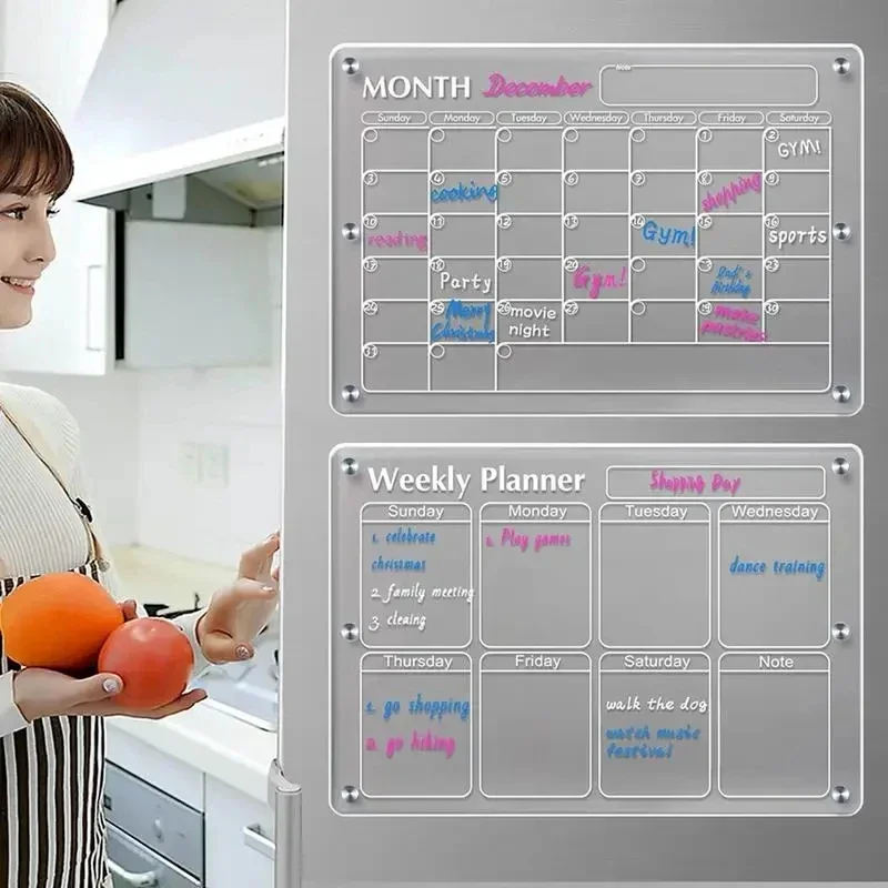Magnetic Calendar Board - Magnes na lodówkę Naklejka Przezroczysty akrylowy