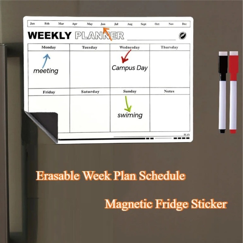Magnetic Calendar Board - Wymazywalny plan tygodniowy Kalendarz Miękka magnetyczna