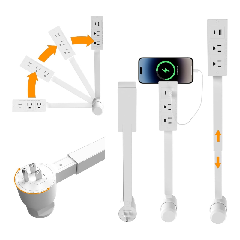 Power Strip Desk - Przedłużacz gniazdka elektrycznego z regulowaną długością,