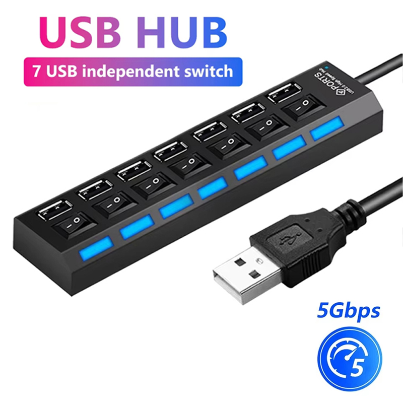 Home Office Setup - Rozdzielacz USB 2.0 z 7 portami