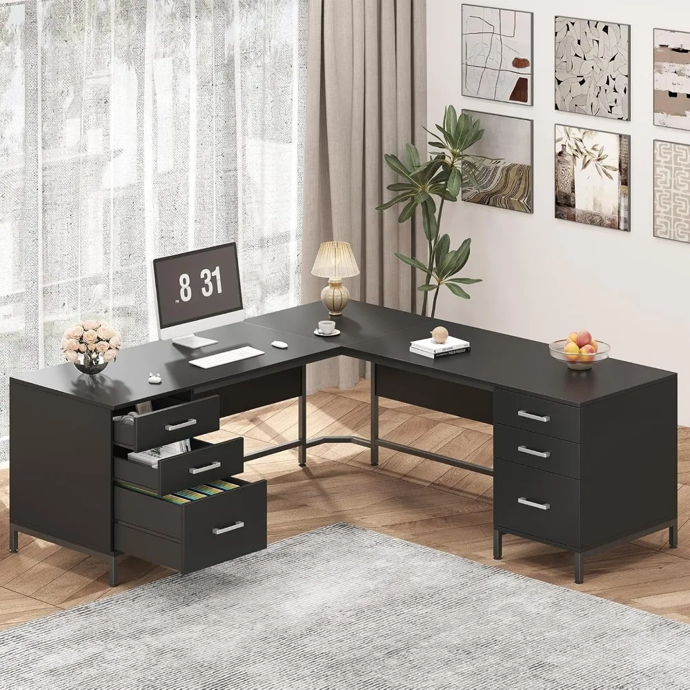 Home Office L Shaped Desk - Biurko narożne w kształcie litery L