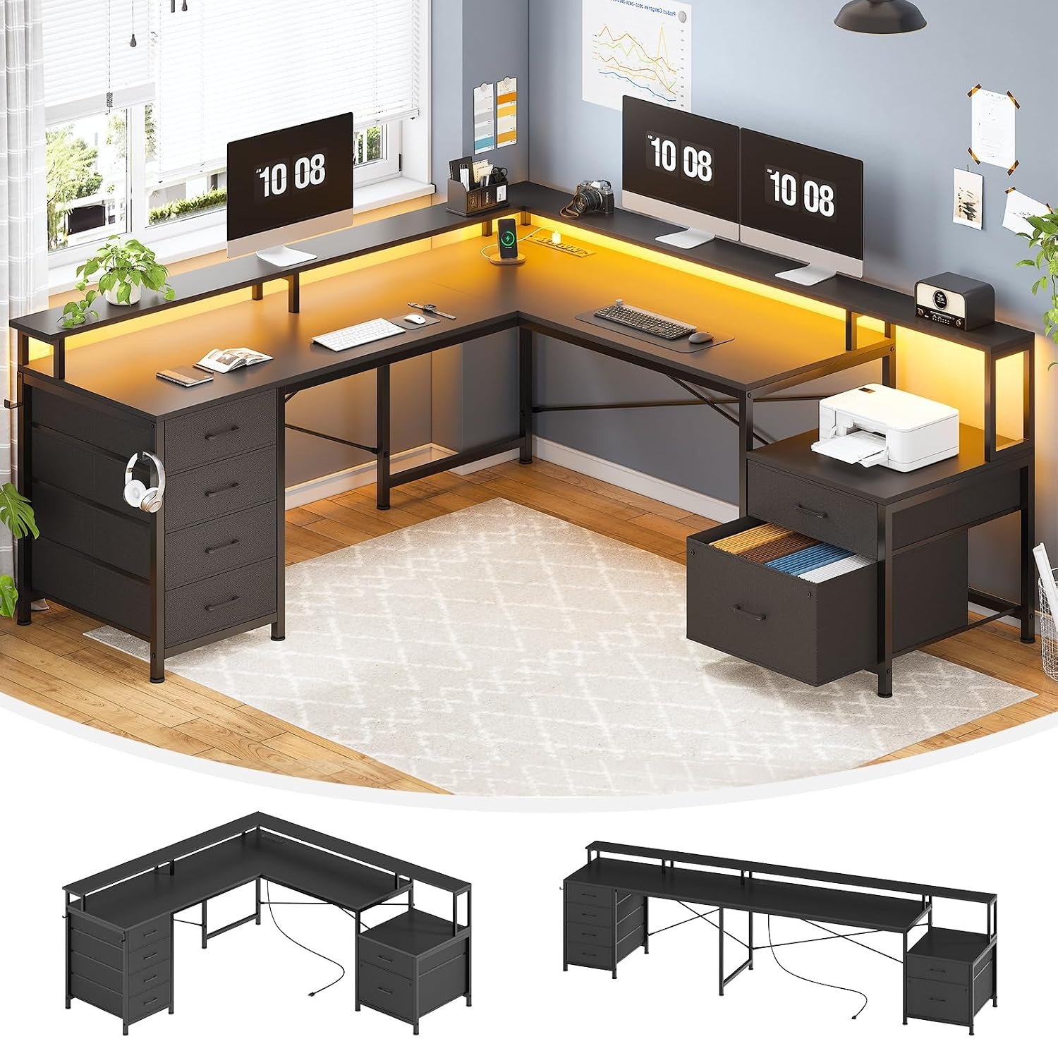 Biurko narożne w kształcie lit – Home Office L Shaped Desk recenzja i cena