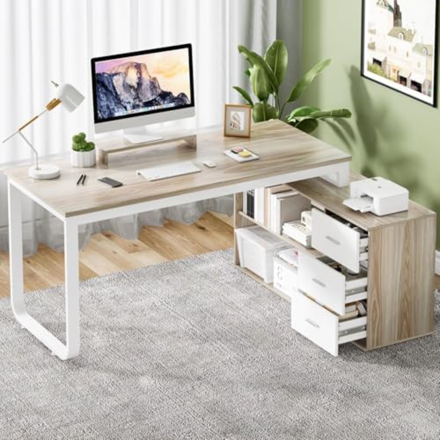 Biurko biurowe w kształcie lit – Home Office L Shaped Desk recenzja i cena