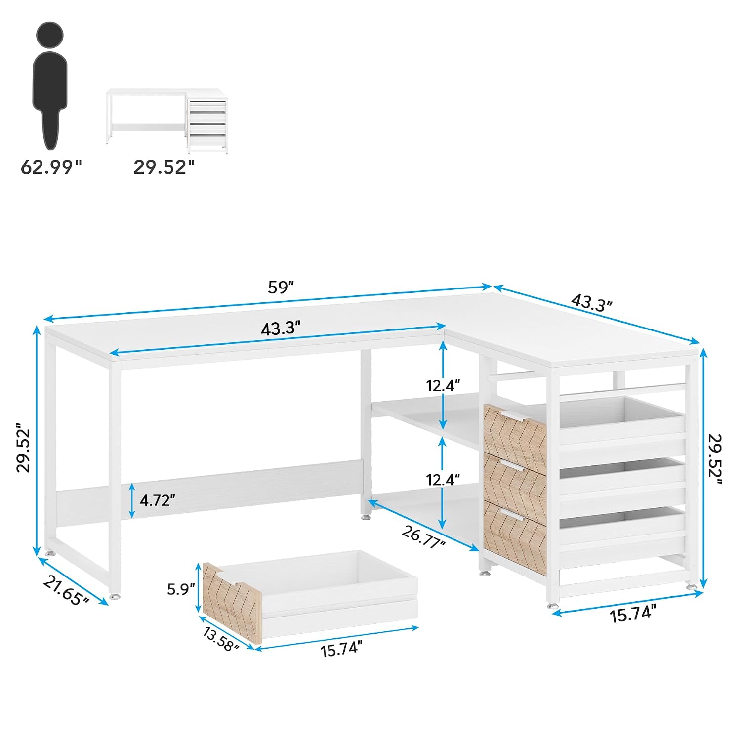 Biurko komputerowe w kształcie – Home Office L Shaped Desk recenzja i cena