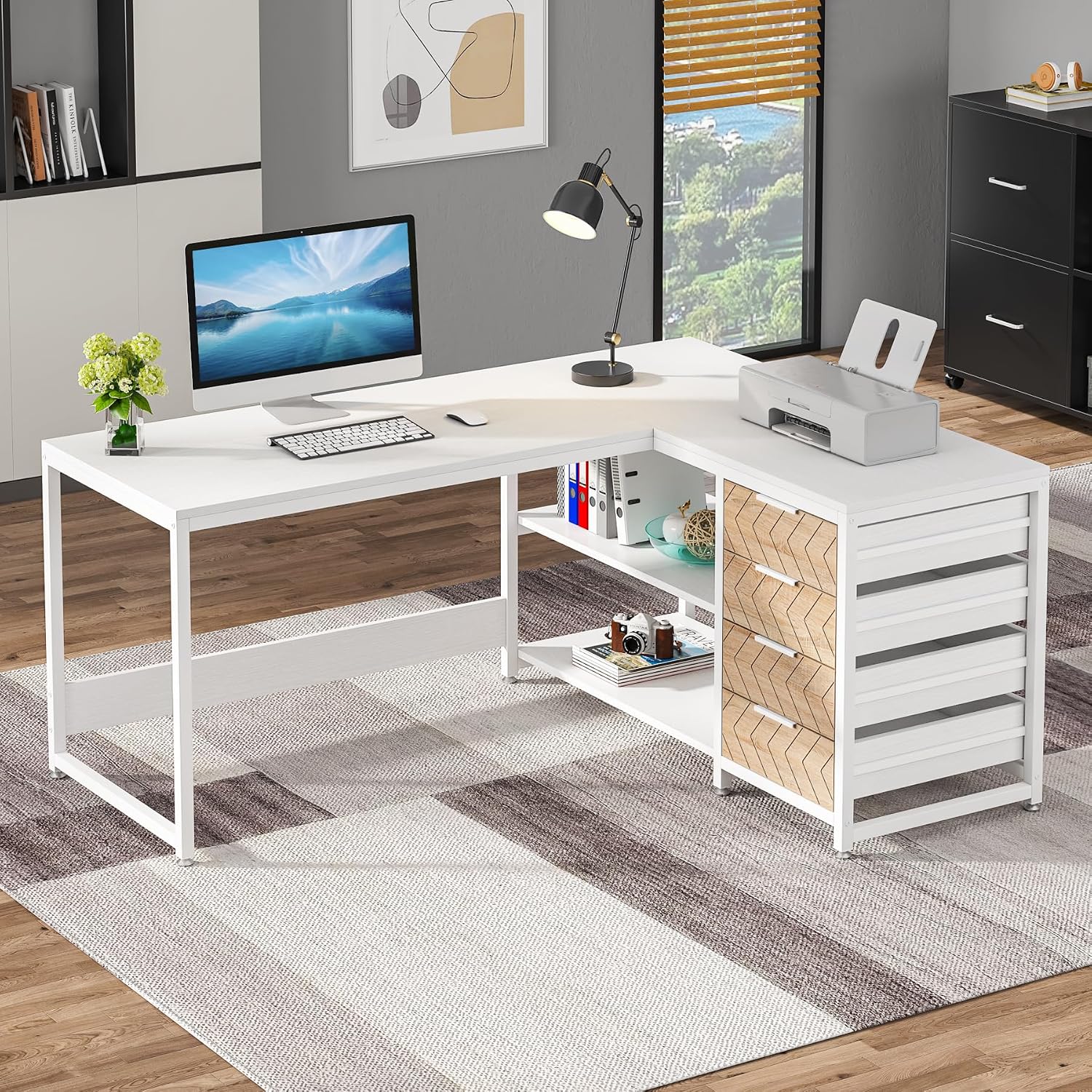 Biurko komputerowe w kształcie – Home Office L Shaped Desk recenzja i cena